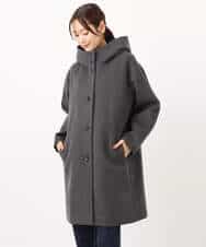 FKUAD52380 MK MICHEL KLEIN(MK ミッシェルクラン) SUPER100'sウール フーデットミドルコート ライトグレー