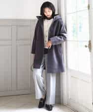 FKUAD52380 MK MICHEL KLEIN(MK ミッシェルクラン) SUPER100sウール フーデットミドルコート ライトグレー