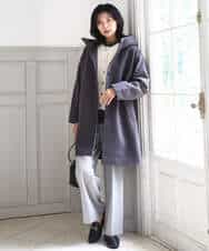 FKUAD52380 MK MICHEL KLEIN(MK ミッシェルクラン) SUPER100sウール フーデットミドルコート ライトグレー