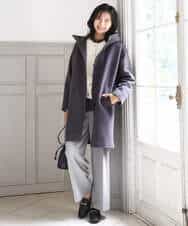 FKUAD52380 MK MICHEL KLEIN(MK ミッシェルクラン) SUPER100sウール フーデットミドルコート ライトグレー