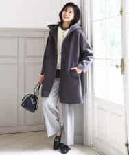 FKUAD52380 MK MICHEL KLEIN(MK ミッシェルクラン) SUPER100sウール フーデットミドルコート ライトグレー