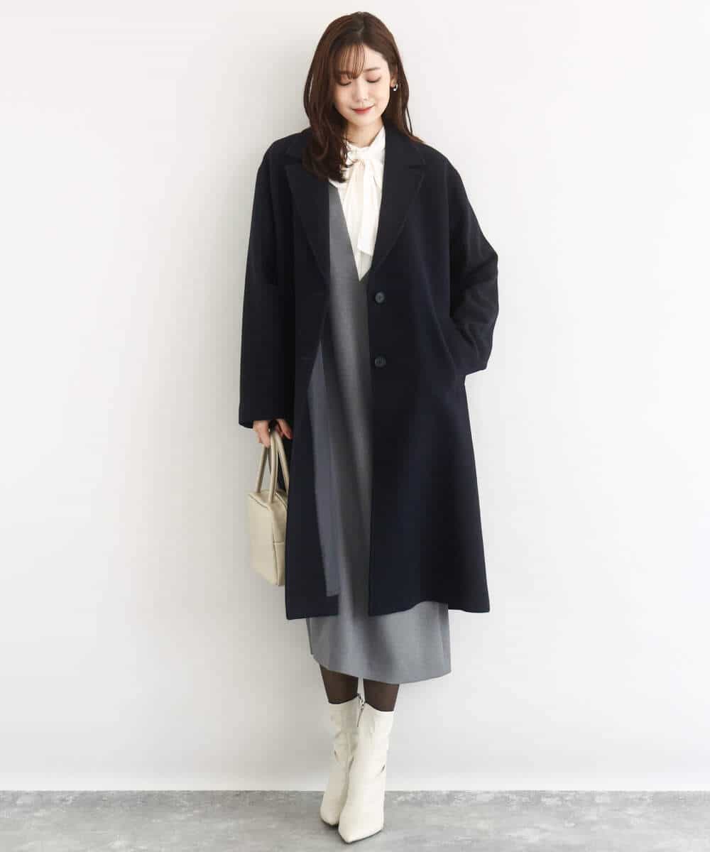 FKUAD54400 MK MICHEL KLEIN(MK ミッシェルクラン) エアリアルウール チェスターコート ベージュ