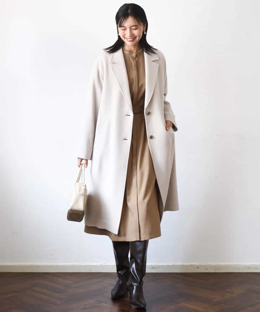 FKUAD54400 MK MICHEL KLEIN(MK ミッシェルクラン) [超軽量]エアリアルウール チェスターコート ベージュ