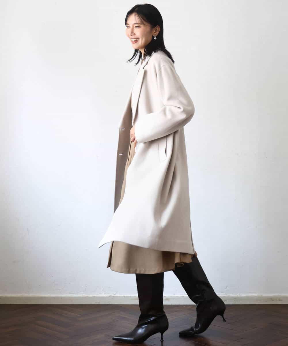 FKUAD54400 MK MICHEL KLEIN(MK ミッシェルクラン) [超軽量]エアリアルウール チェスターコート ベージュ