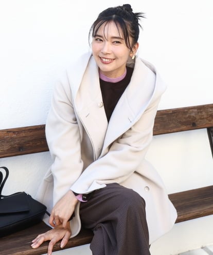 FKUAD55360 MK MICHEL KLEIN [超軽量]エアリアルウール ミドル丈フーデットコート