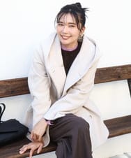 FKUAD55360 MK MICHEL KLEIN(MK ミッシェルクラン) [超軽量]エアリアルウール ミドル丈フーデットコート ベージュ