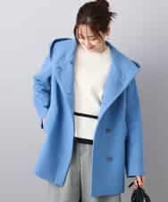 FKUAD55360 MK MICHEL KLEIN(MK ミッシェルクラン) エアリアルウール ミドル丈フーデットコート ブルー