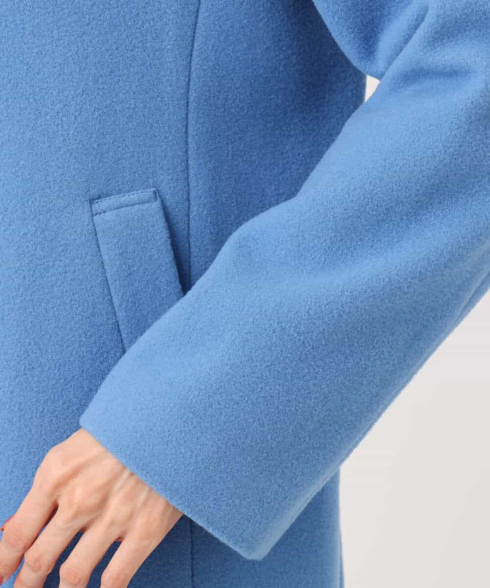 FKUAD55360 MK MICHEL KLEIN(MK ミッシェルクラン) エアリアルウール ミドル丈フーデットコート ブルー