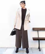 FKUAD55360 MK MICHEL KLEIN(MK ミッシェルクラン) [超軽量]エアリアルウール ミドル丈フーデットコート ブルー