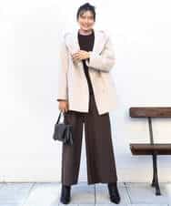 FKUAD55360 MK MICHEL KLEIN(MK ミッシェルクラン) [超軽量]エアリアルウール ミドル丈フーデットコート ブルー