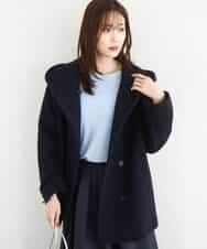 FKUAD55360 MK MICHEL KLEIN(MK ミッシェルクラン) エアリアルウール ミドル丈フーデットコート ネイビー