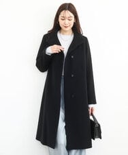 FKUAD58380 MK MICHEL KLEIN(MK ミッシェルクラン) SUPER100sウール スタンドカラーロングコート ブラック