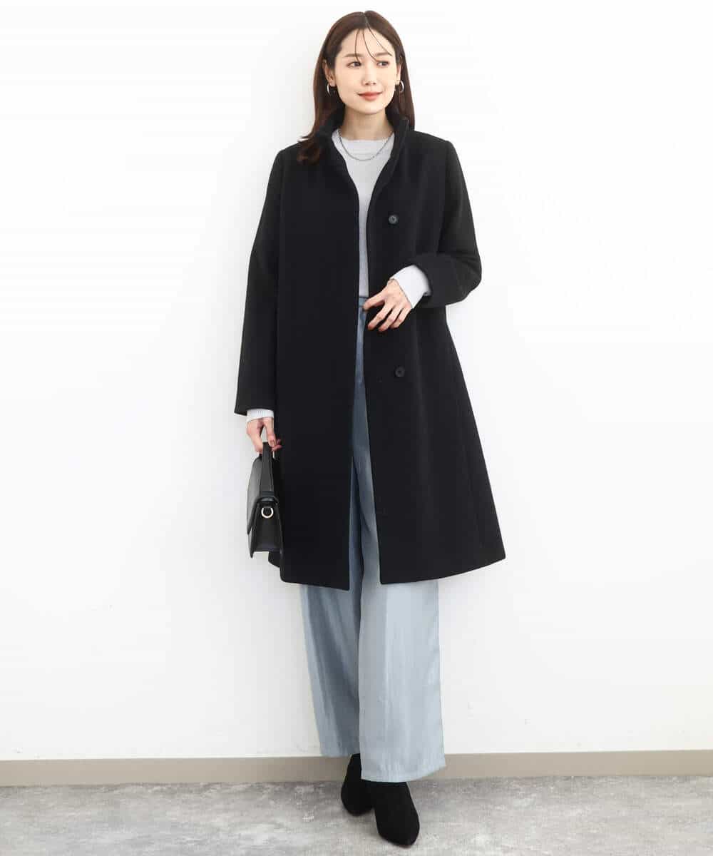 SUPER100sウール スタンドカラーロングコート(その他のコート