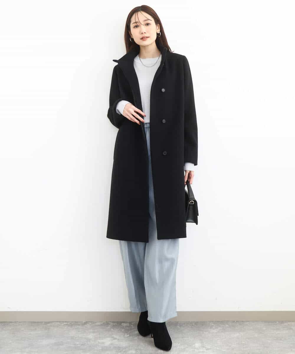 SUPER100sウール スタンドカラーロングコート(その他のコート