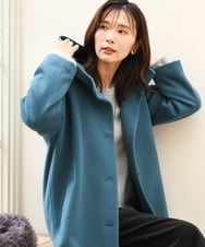 FKUAG52380 MK MICHEL KLEIN(MK ミッシェルクラン) SUPER100sウール フーデットミドルコート セージグレー