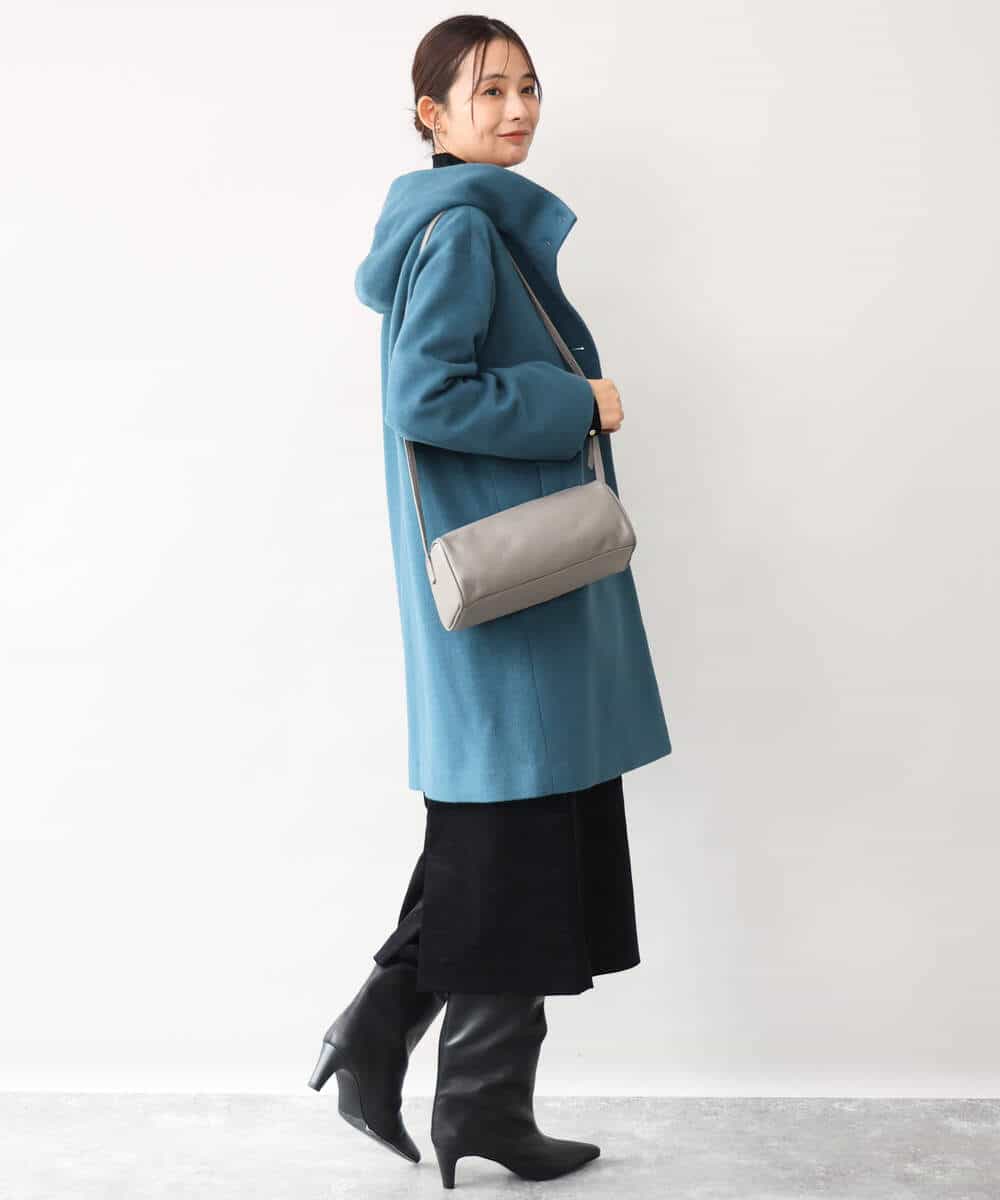FKUAG52380 MK MICHEL KLEIN(MK ミッシェルクラン) SUPER100sウール フーデットミドルコート セージグレー