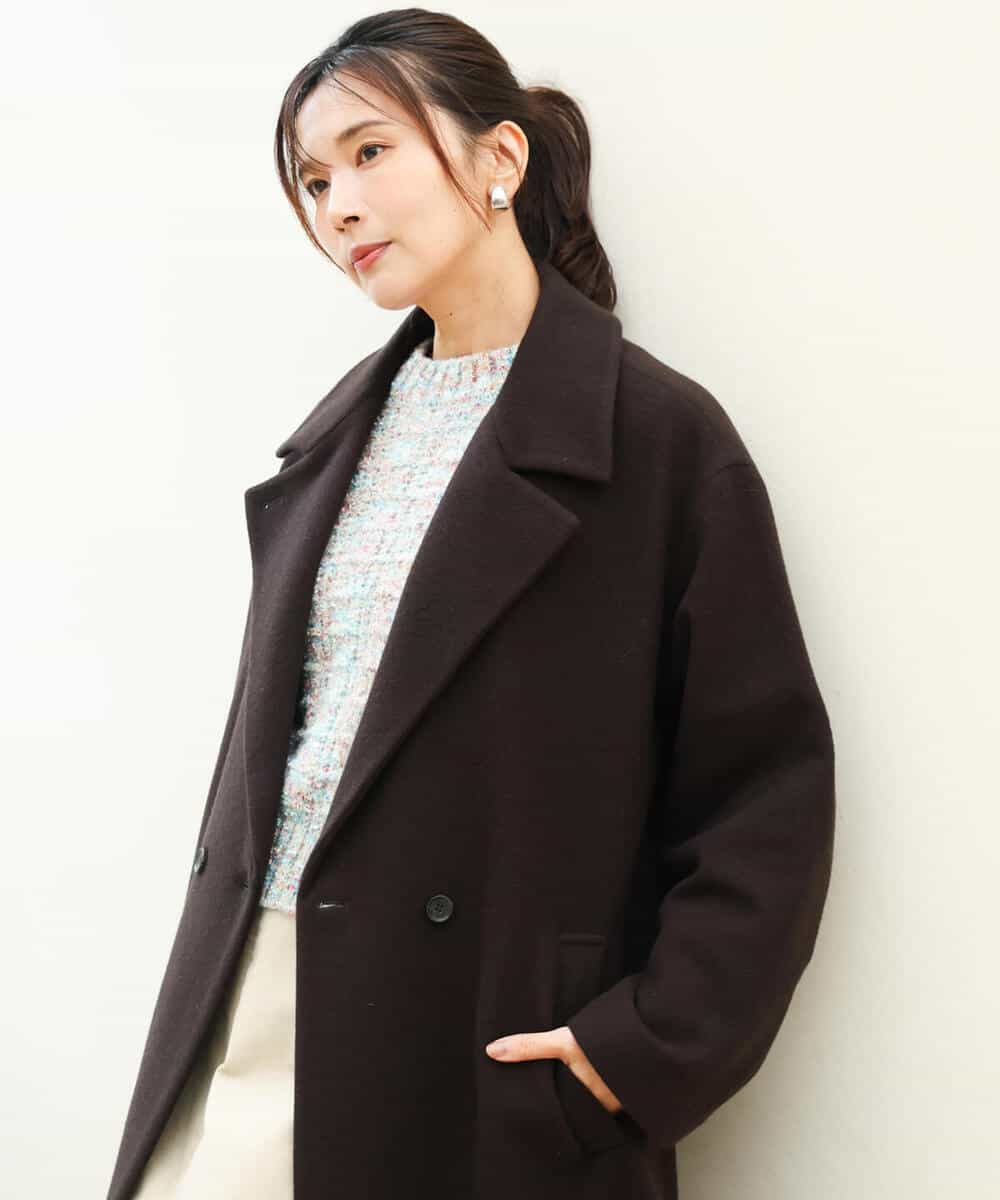 FKUAG61400 MK MICHEL KLEIN(MK ミッシェルクラン) [超軽量]エアリアルウール ダブルフロントチェスターコート アイボリー