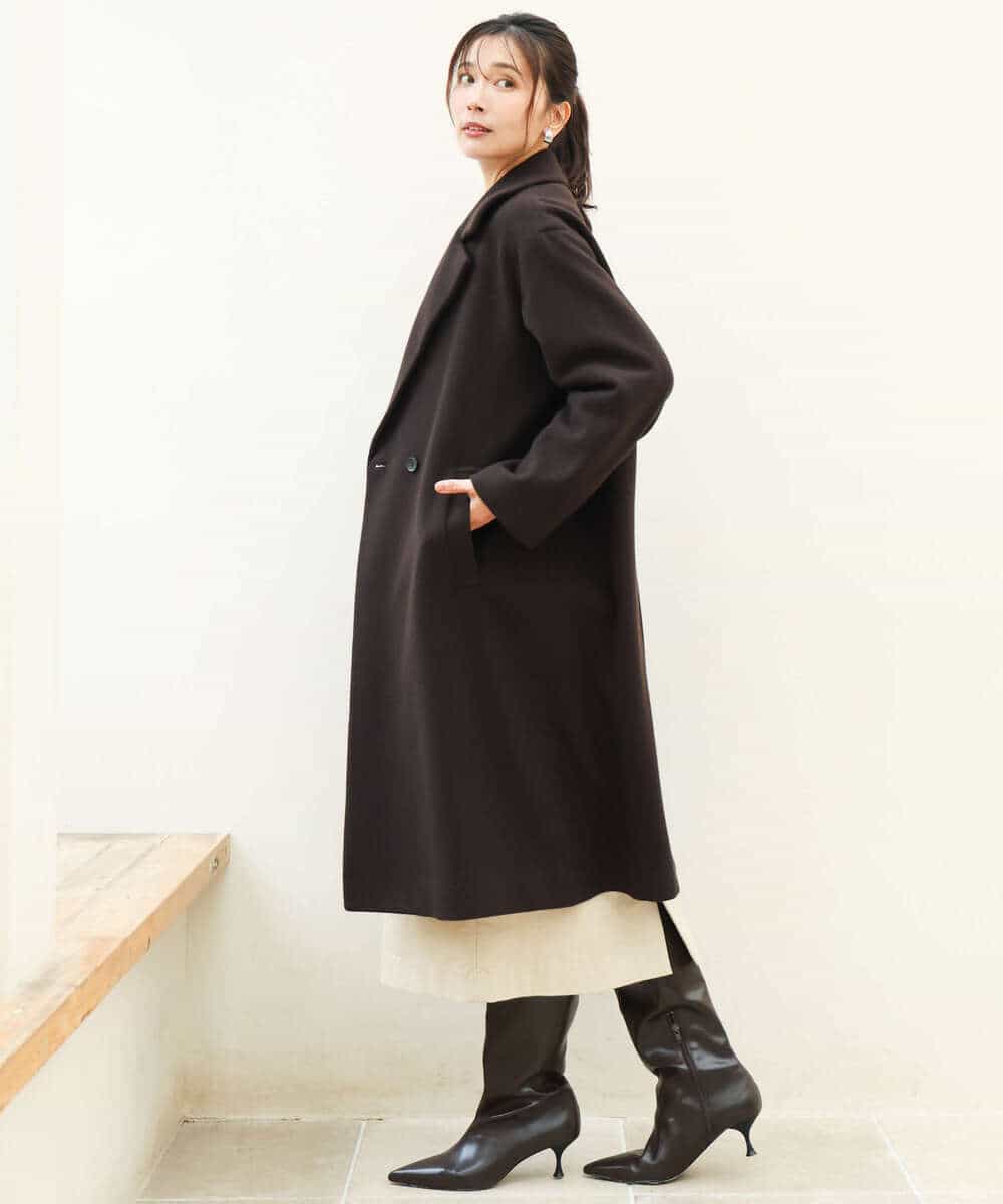 FKUAG61400 MK MICHEL KLEIN(MK ミッシェルクラン) [超軽量]エアリアルウール ダブルフロントチェスターコート アイボリー