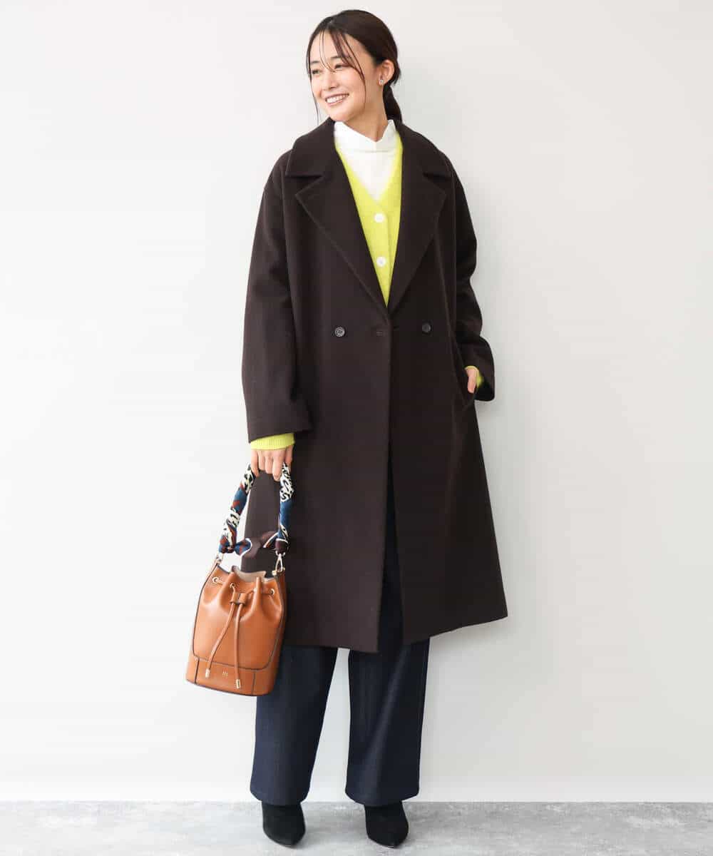 FKUAG61400 MK MICHEL KLEIN(MK ミッシェルクラン) [超軽量]エアリアルウール ダブルフロントチェスターコート アイボリー