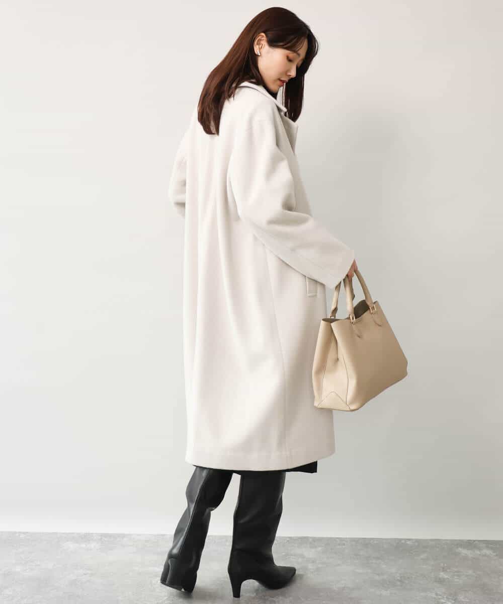 FKUAG61400 MK MICHEL KLEIN(MK ミッシェルクラン) [超軽量]エアリアルウール ダブルフロントチェスターコート アイボリー