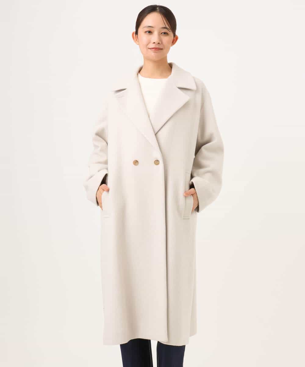 FKUAG61400 MK MICHEL KLEIN(MK ミッシェルクラン) [超軽量]エアリアルウール ダブルフロントチェスターコート アイボリー