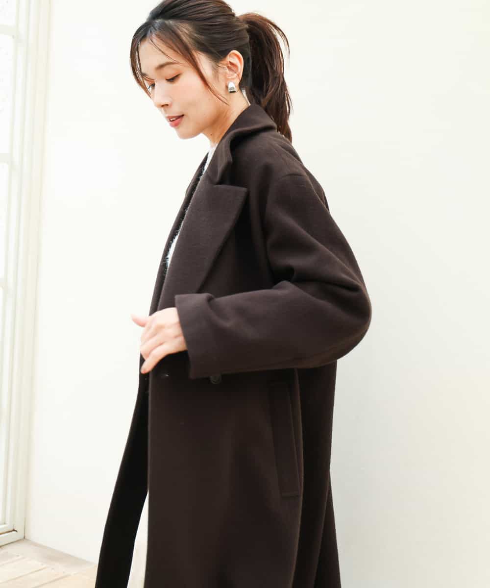 FKUAG61400 MK MICHEL KLEIN(MK ミッシェルクラン) [超軽量]エアリアルウール ダブルフロントチェスターコート ブラウン