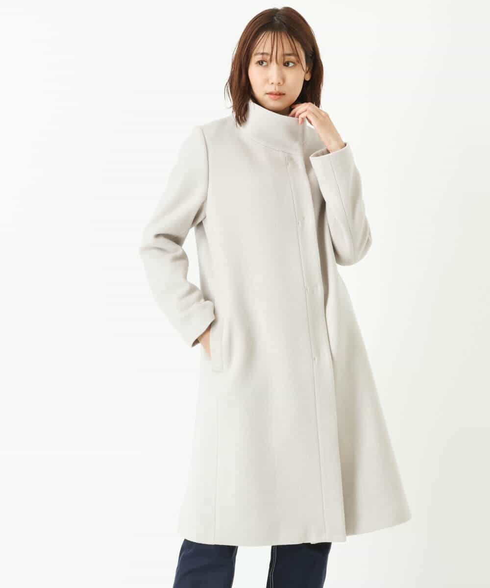 FKUAS50350 MK MICHEL KLEIN(MK ミッシェルクラン) Super100sウールスタンドカラーコート ライトグレー
