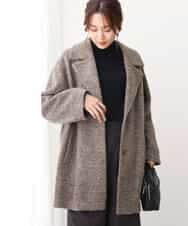 FKUAV51290 MK MICHEL KLEIN(MK ミッシェルクラン) グレンチェック柄スライバーコート ブラウン