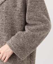 FKUAV51290 MK MICHEL KLEIN(MK ミッシェルクラン) グレンチェック柄スライバーコート ブラウン