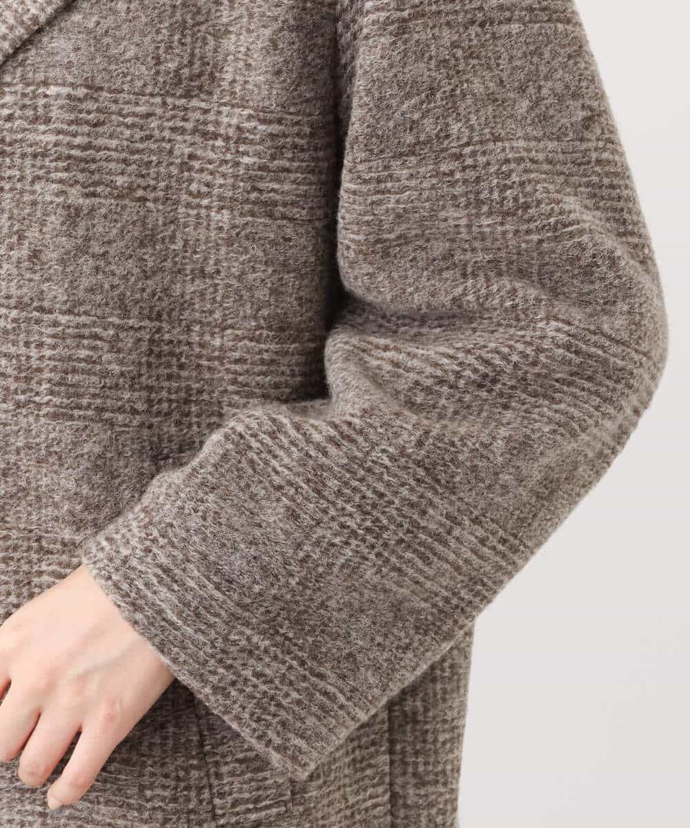FKUAV51290 MK MICHEL KLEIN(MK ミッシェルクラン) グレンチェック柄スライバーコート ブラウン