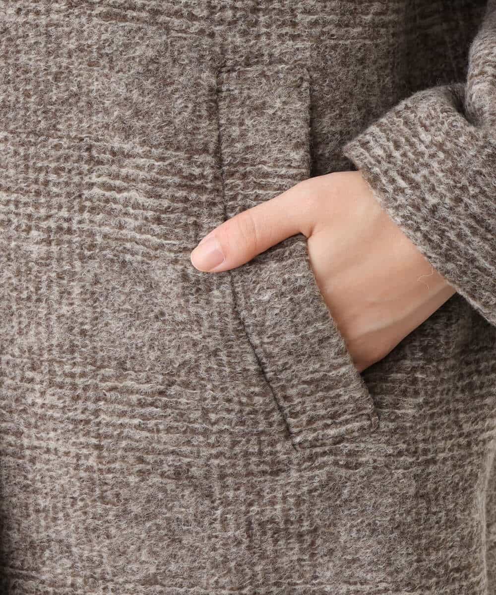 FKUAV51290 MK MICHEL KLEIN(MK ミッシェルクラン) グレンチェック柄スライバーコート ブラウン