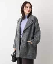 FKUAV51290 MK MICHEL KLEIN(MK ミッシェルクラン) グレンチェック柄スライバーコート グレー