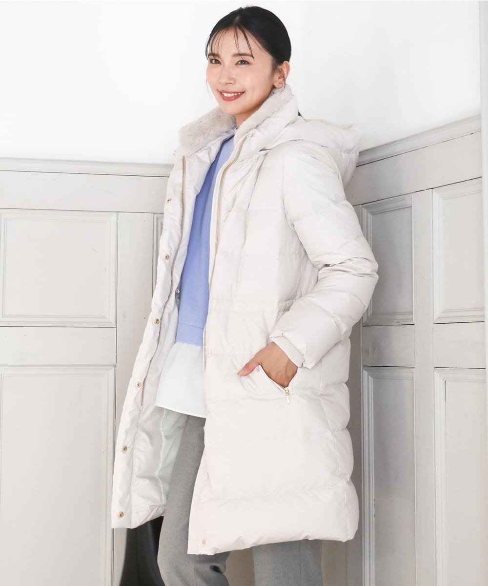 極美品■ダントン　ダウンコート　チャイニーズラクーン　ベージュ クリーニング済 極美品□ダントン ダウンコート チャイニーズラクーン ベージュ