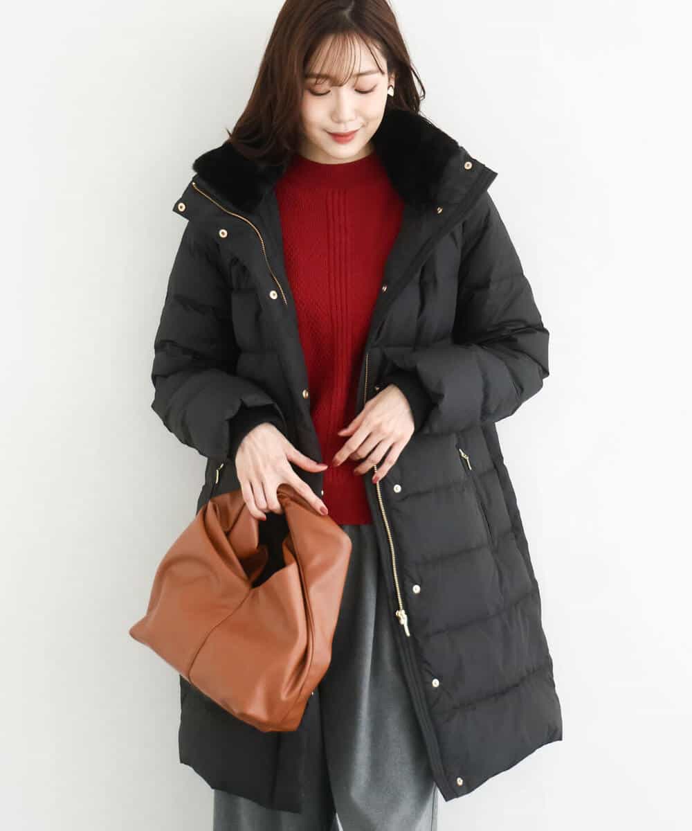 FKVAD50350 MK MICHEL KLEIN(MK ミッシェルクラン) ベーシックタフタ ロングダウンコート/撥水加工 モカ