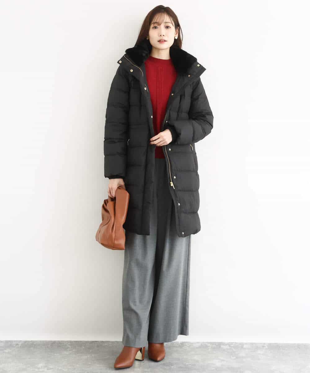 FKVAD50350 MK MICHEL KLEIN(MK ミッシェルクラン) ベーシックタフタ ロングダウンコート/撥水加工 モカ
