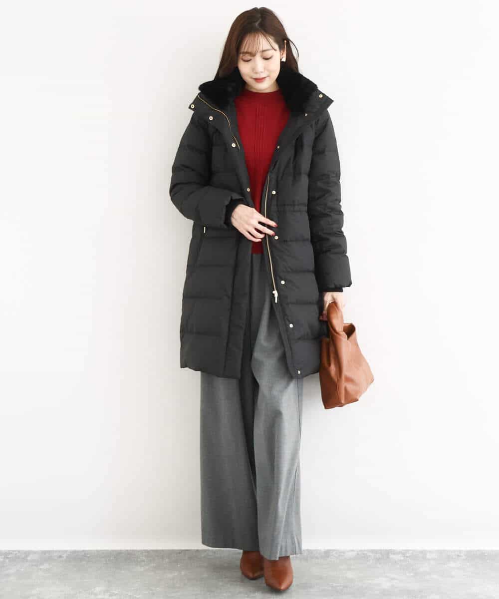 FKVAD50350 MK MICHEL KLEIN(MK ミッシェルクラン) ベーシックタフタ ロングダウンコート/撥水加工 モカ