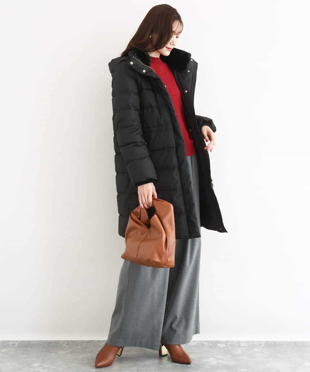 FKVAD50350 MK MICHEL KLEIN(MK ミッシェルクラン) ベーシックタフタ ロングダウンコート/撥水加工 モカ