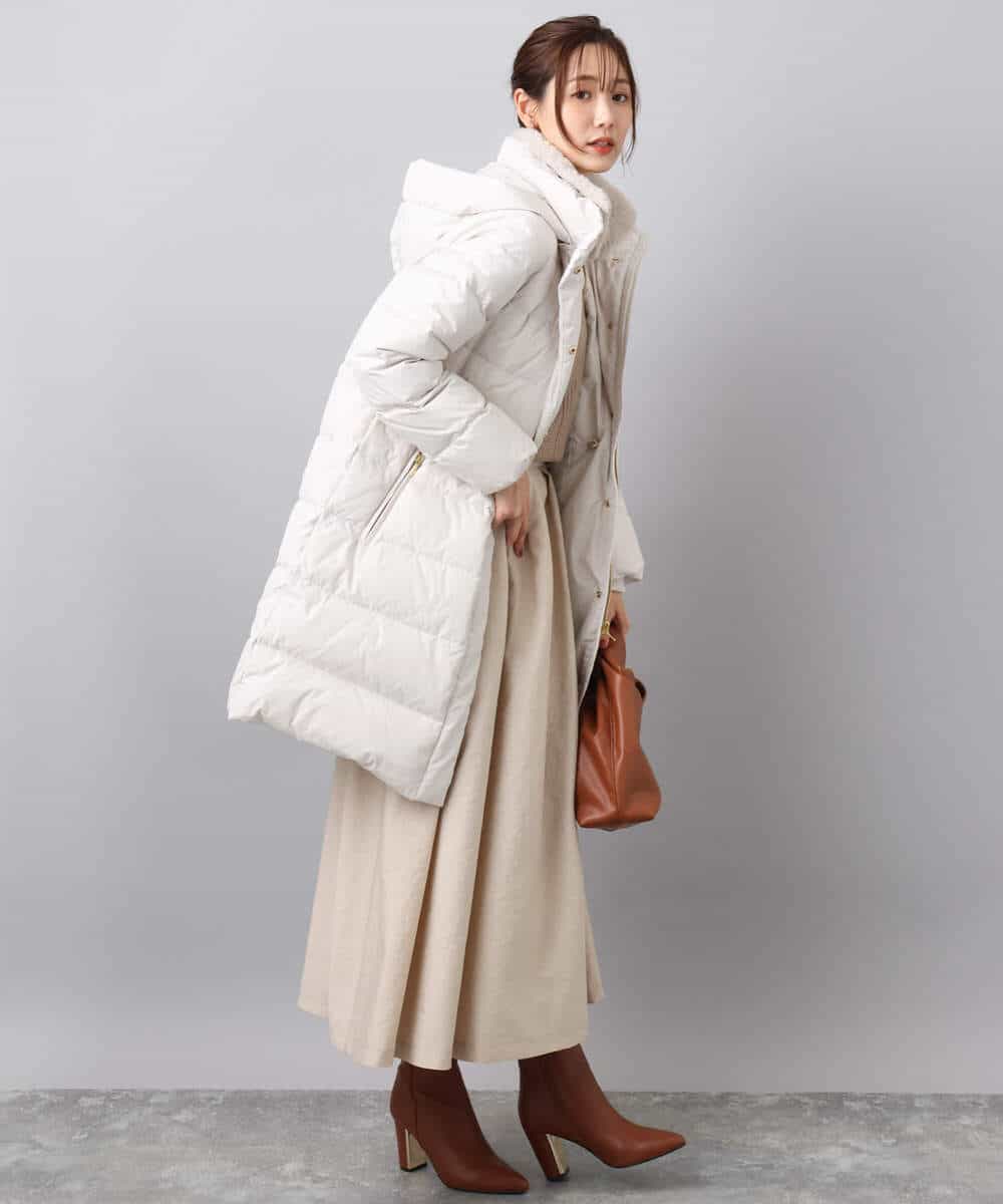 FKVAD50350 MK MICHEL KLEIN(MK ミッシェルクラン) ベーシックタフタ ロングダウンコート/撥水加工 モカ