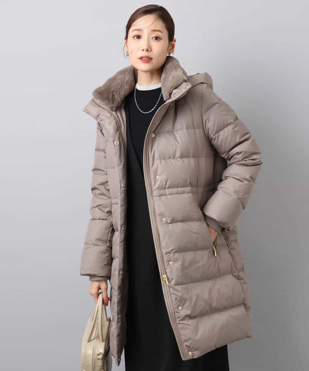 FKVAD50350 MK MICHEL KLEIN(MK ミッシェルクラン) ベーシックタフタ ロングダウンコート/撥水加工 モカ