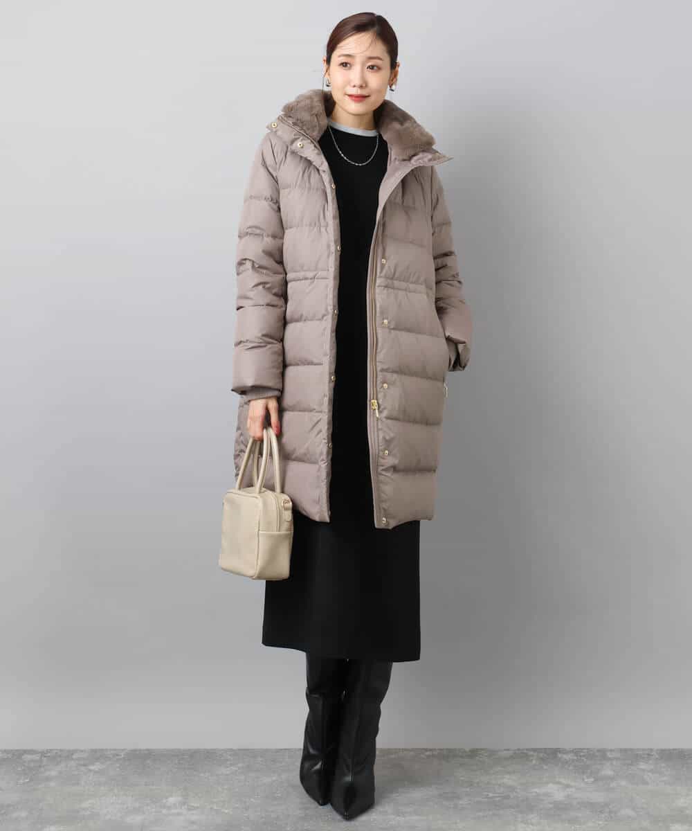 FKVAD50350 MK MICHEL KLEIN(MK ミッシェルクラン) ベーシックタフタ ロングダウンコート/撥水加工 モカ
