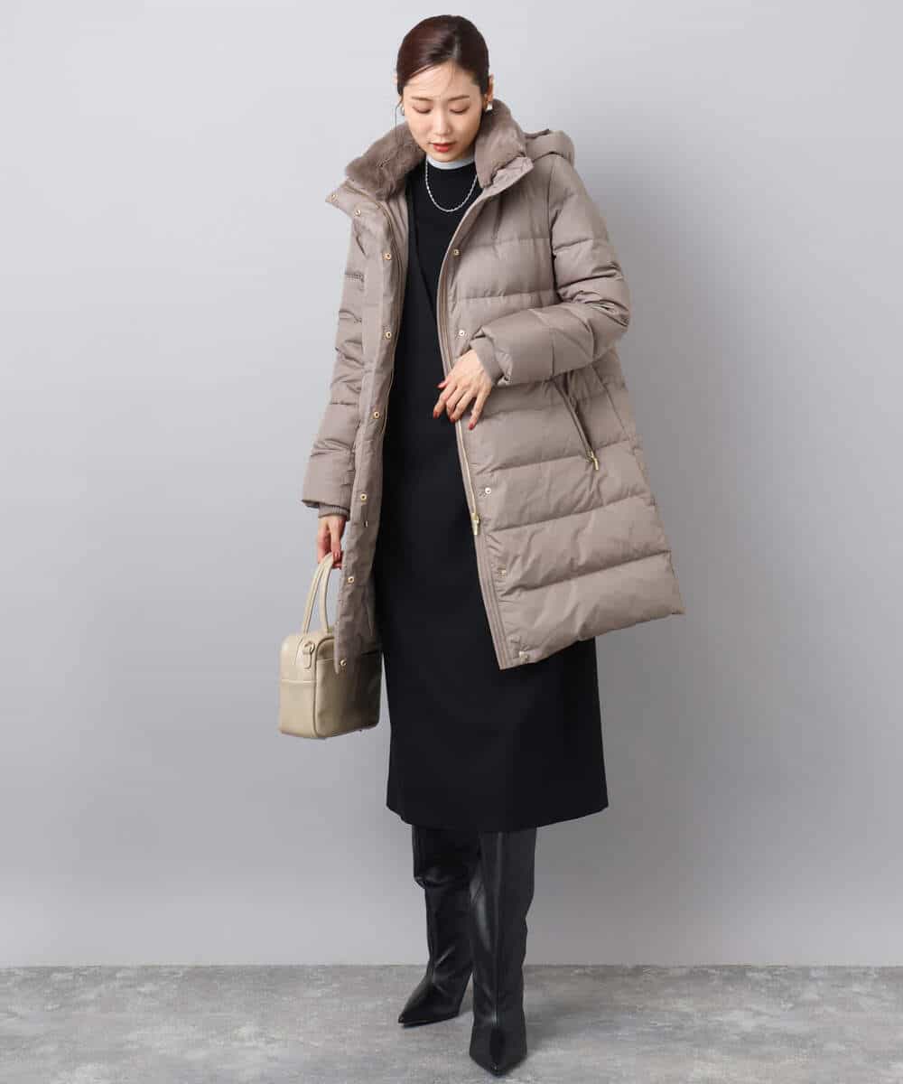 FKVAD50350 MK MICHEL KLEIN(MK ミッシェルクラン) ベーシックタフタ ロングダウンコート/撥水加工 モカ