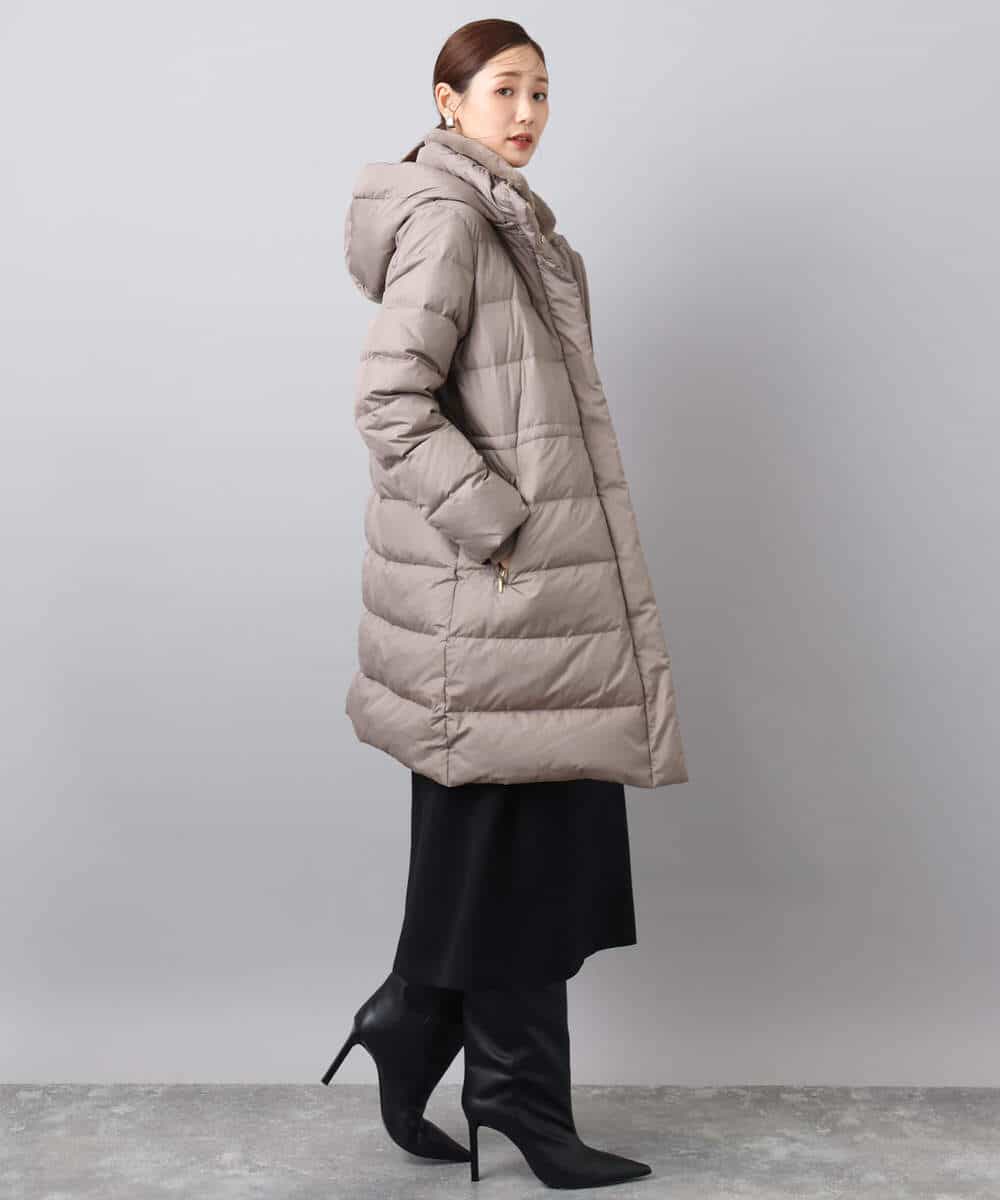 FKVAD50350 MK MICHEL KLEIN(MK ミッシェルクラン) ベーシックタフタ ロングダウンコート/撥水加工 モカ