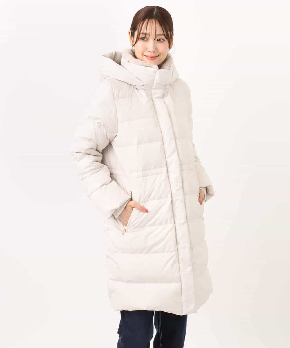 FKVAD50350 MK MICHEL KLEIN(MK ミッシェルクラン) ベーシックタフタ ロングダウンコート/撥水加工 モカ