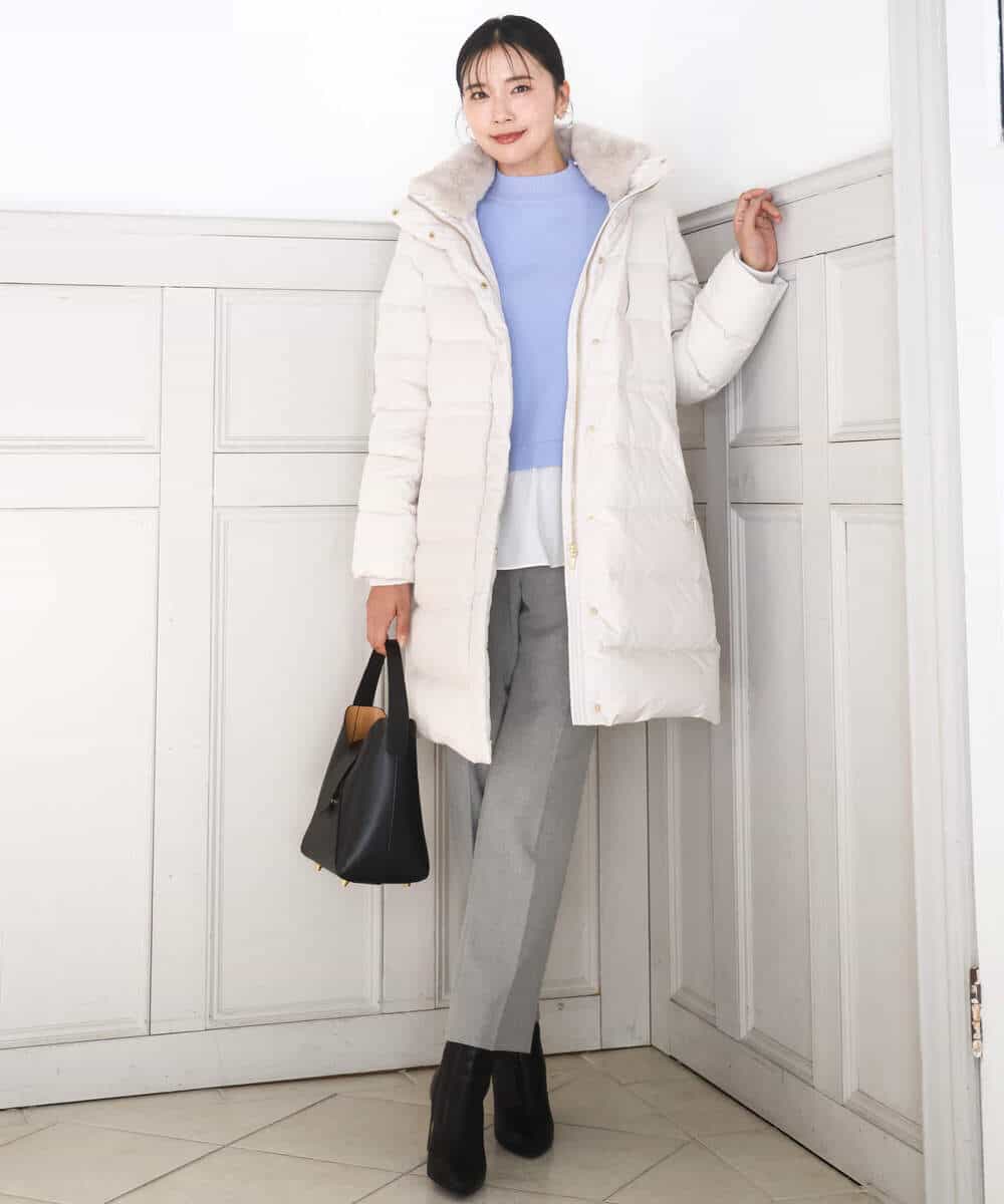 FKVAD50350 MK MICHEL KLEIN(MK ミッシェルクラン) ベーシックタフタ ロングダウンコート/撥水加工 モカ