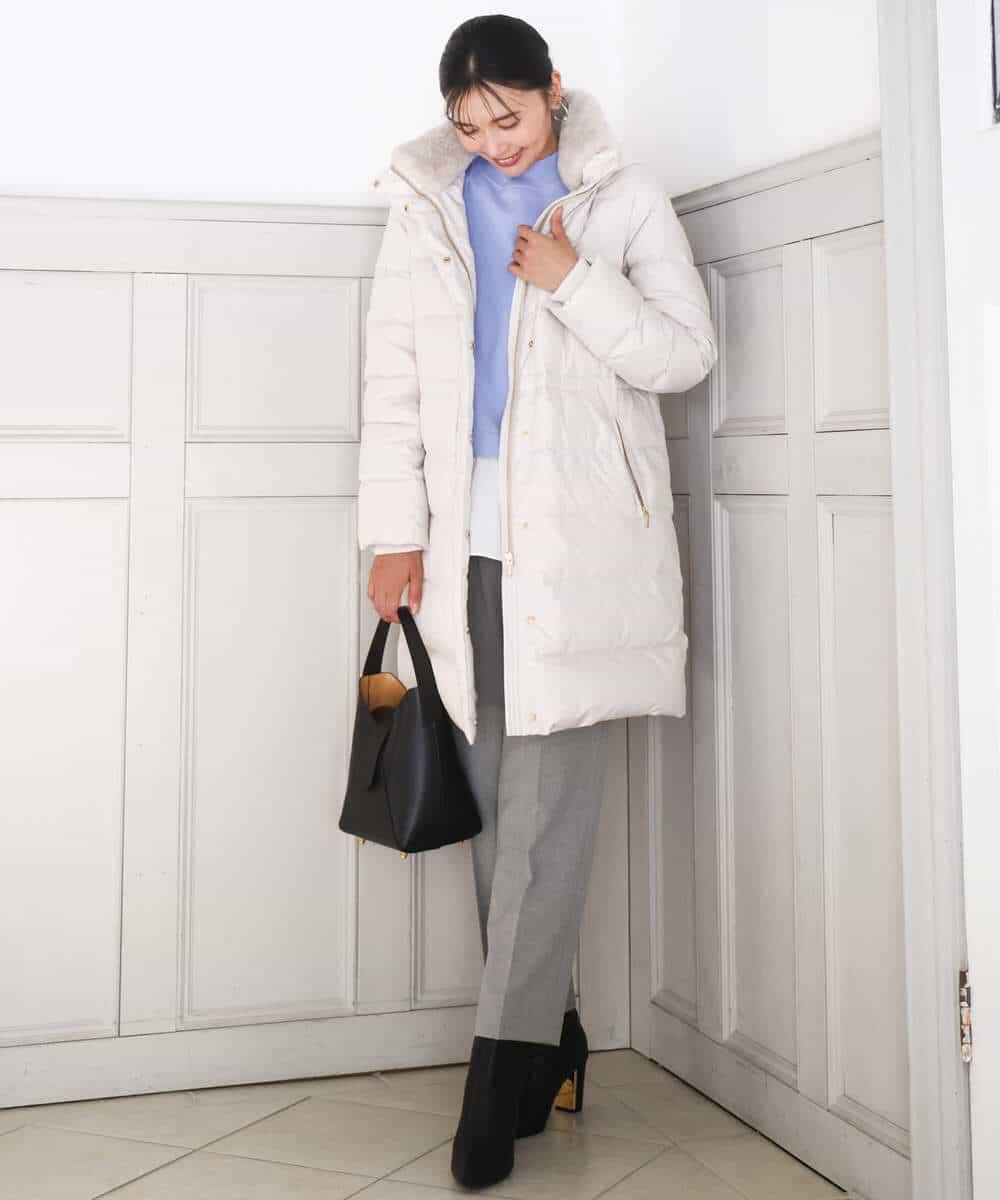 FKVAD50350 MK MICHEL KLEIN(MK ミッシェルクラン) ベーシックタフタ ロングダウンコート/撥水加工 モカ