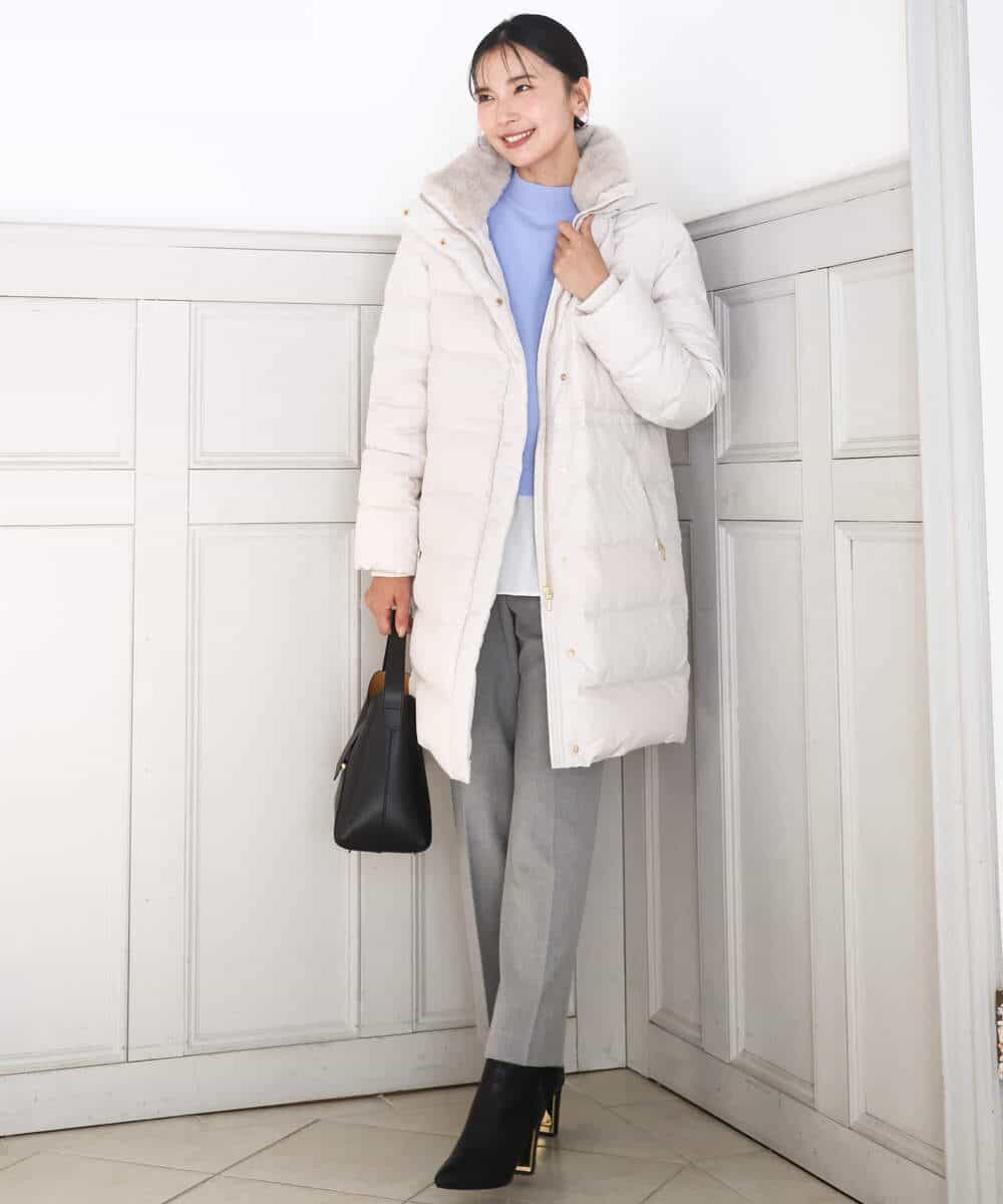 FKVAD50350 MK MICHEL KLEIN(MK ミッシェルクラン) ベーシックタフタ ロングダウンコート/撥水加工 モカ