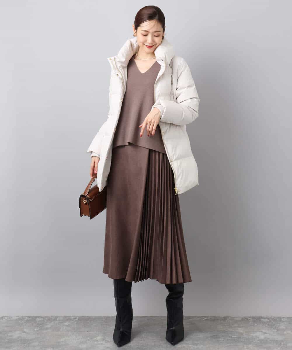 FKVAD52310 MK MICHEL KLEIN(MK ミッシェルクラン) ベーシックタフタ ミドルダウンコート/撥水加工 モカ