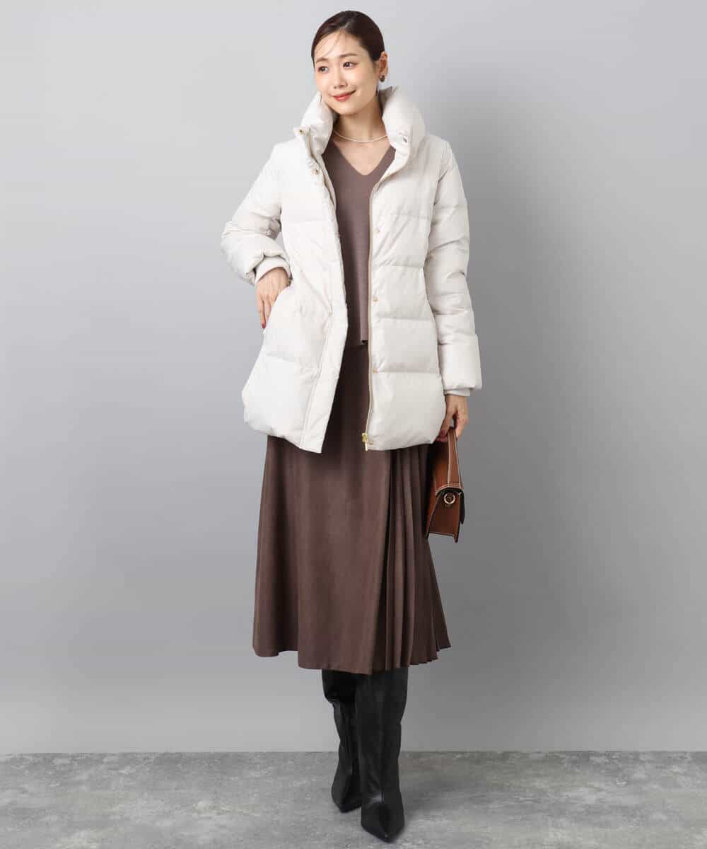 FKVAD52310 MK MICHEL KLEIN(MK ミッシェルクラン) ベーシックタフタ ミドルダウンコート/撥水加工 モカ