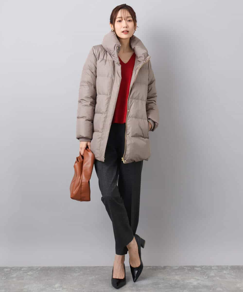 FKVAD52310 MK MICHEL KLEIN(MK ミッシェルクラン) ベーシックタフタ ミドルダウンコート/撥水加工 モカ