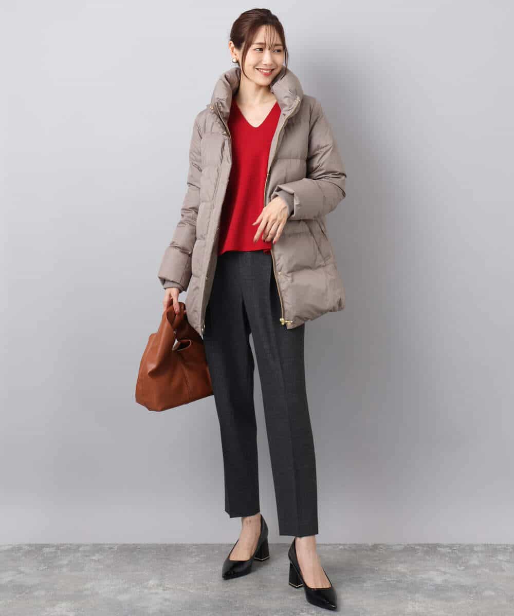 FKVAD52310 MK MICHEL KLEIN(MK ミッシェルクラン) ベーシックタフタ ミドルダウンコート/撥水加工 モカ